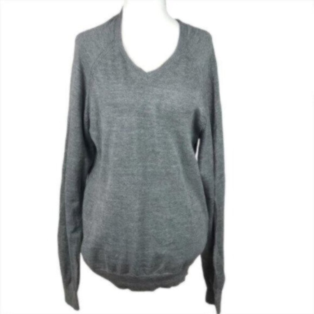 Lucky Brand Grey V-Neck Long Sleeve Sweater Medium